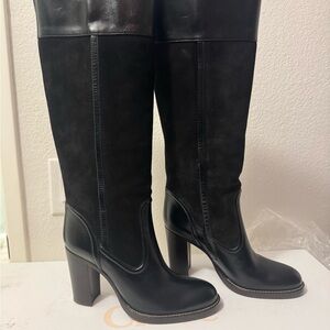 Chloe Black Knee-High Women's Boots - leather / suede